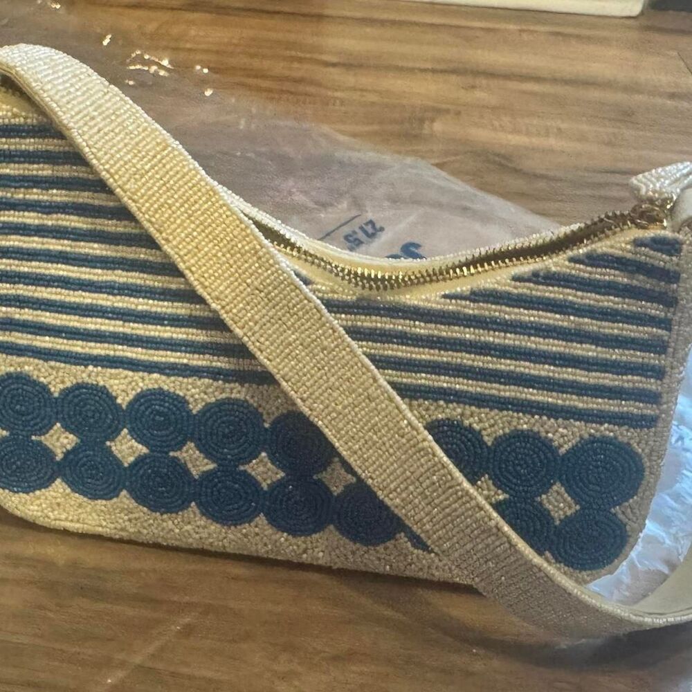 Anthropologie Women's White and Blue Bag - Picture 7 of 8
